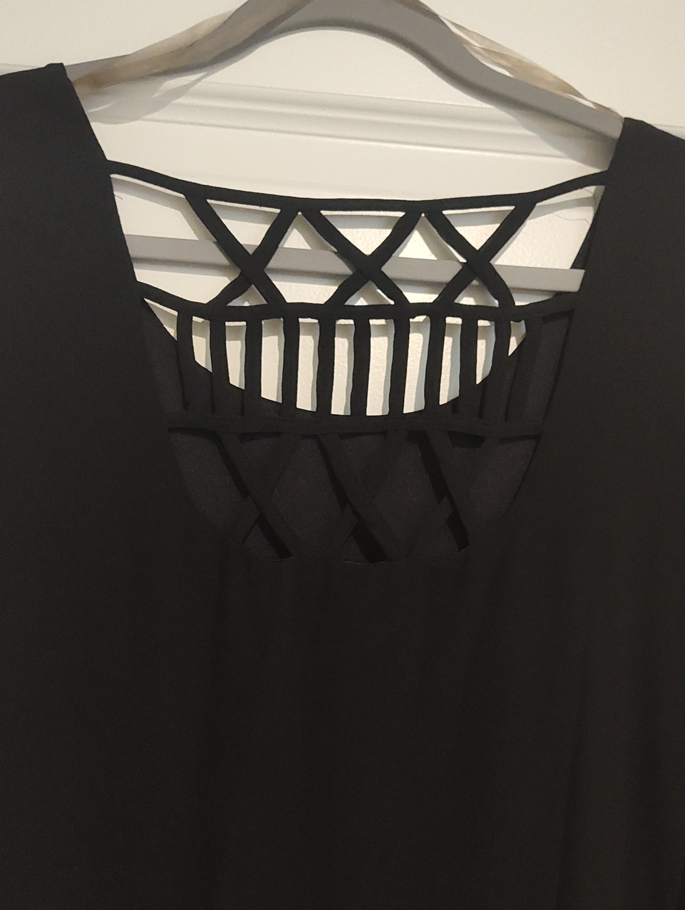 HeartSoul Black Mini Dress with Lattice Cutout Back